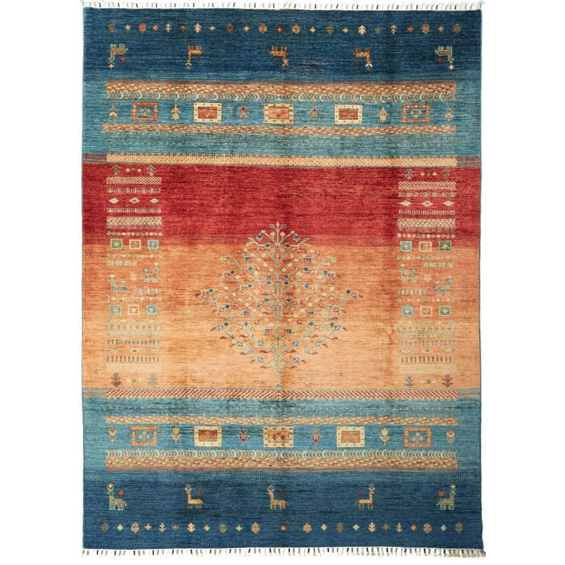 Tappeto Siva Pakistan Astratto Blu Notte Rosso Terracotta 21