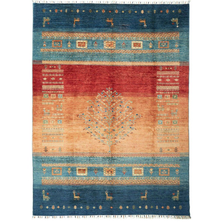 Tappeto Siva Pakistan Astratto Blu Notte Rosso Terracotta 21