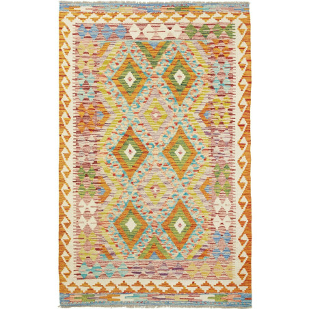 Tappeto Kilim Afghanistan Geometrico Multicolore Vivace 106x