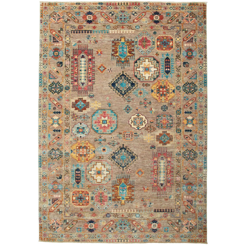 Tappeto Tribal Pakistan Geometrico Grigio Tortora 166x238 cm