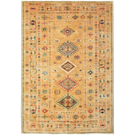Tappeto Kazak Fine Pakistan Geometrico Ocra Arancio 147x214