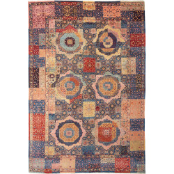 Tappeto Mamlouk Pakistan Geometrico Blu Rosso 200x299 Cm