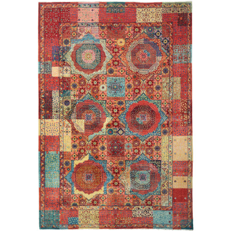 Tappeto Mamlouk Pakistan Astratto Rosso Blu 200x303 cm