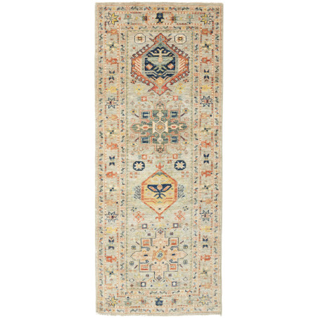 Tappeto Tribal Pakistan Geometrico Verde Terracotta 78x196 C