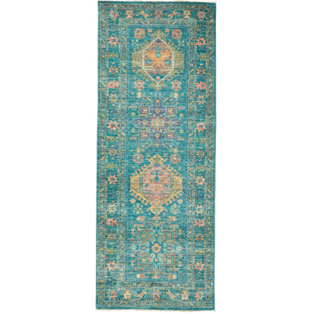 Tappeto Tribal Pakistan Medaglione Turchese Verde Acqua 78x2