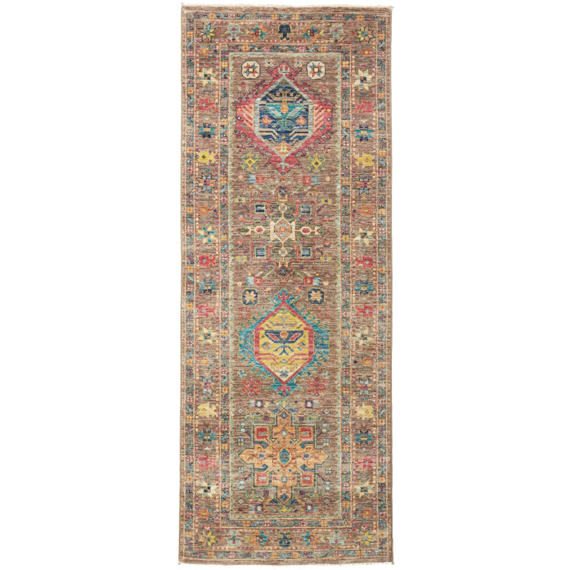 Tappeto Tribal Pakistan Geometrico Marrone Terroso Taupe 78x