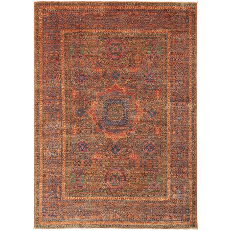 Tappeto Mamlouk Pakistan Medaglione Arancio Bruciato Blu Ind