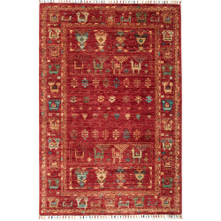 Tappeto Rubin Pakistan Astratto Rosso Rubino Multicolore 101
