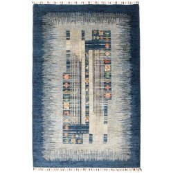 Tappeto Siva Pakistan Geometrico Blu Beige 122x185 Cm