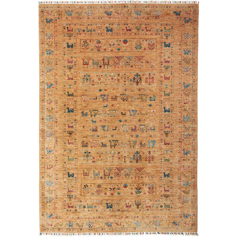 Tappeto Rubin Pakistan Astratto Oro Multicolore 168x243 Cm