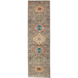 Tappeto Tribal Pakistan Astratto Grigio-marrone Ocra 81x295