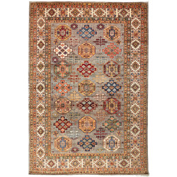 Tappeto Kazak Fine Pakistan Geometrico Grigio Policromo 210x