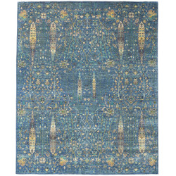 Tappeto Shahi Fine Pakistan Floreale Blu Oro 202x247 Cm