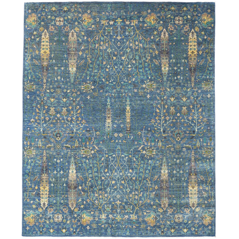 Tappeto Shahi Fine Pakistan Floreale Blu Oro 202x247 Cm
