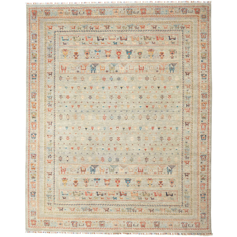 Tappeto Rubin Pakistan Geometrico Grigio-azzurro Multicolore
