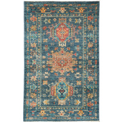 Tappeto Tribal Pakistan Astratto Blu Petrolio Arancio 78x123