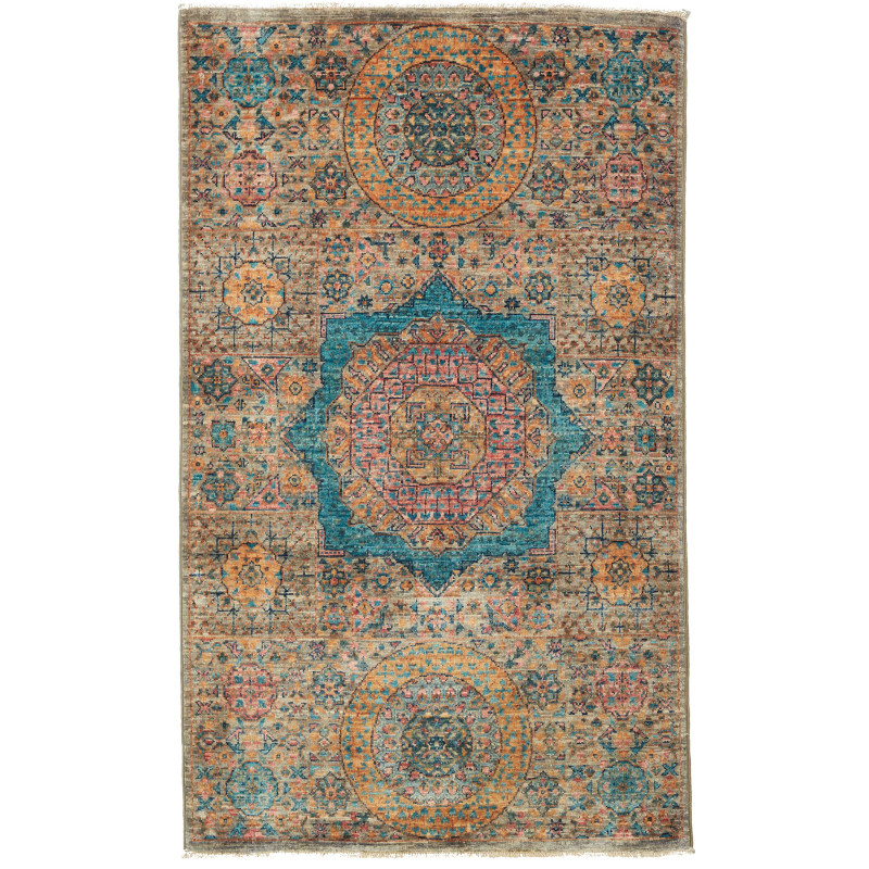 Tappeto Mamlouk Pakistan Geometrico Terracotta Turchese 79x1