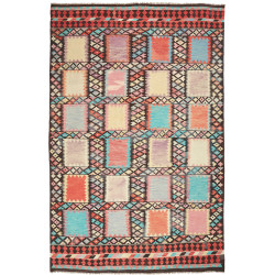Tappeto Kilim Afghanistan Geometrico Multicolore Vivace 199x