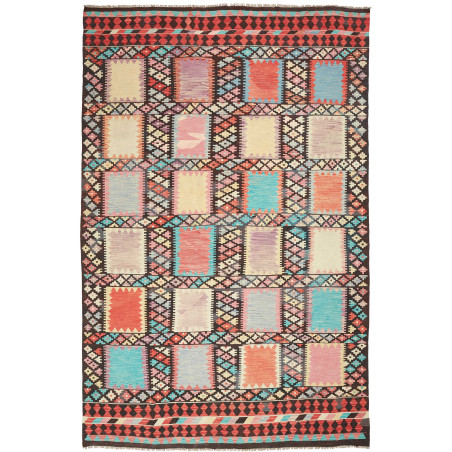 Tappeto Kilim Afghanistan Geometrico Multicolore Vivace 199x
