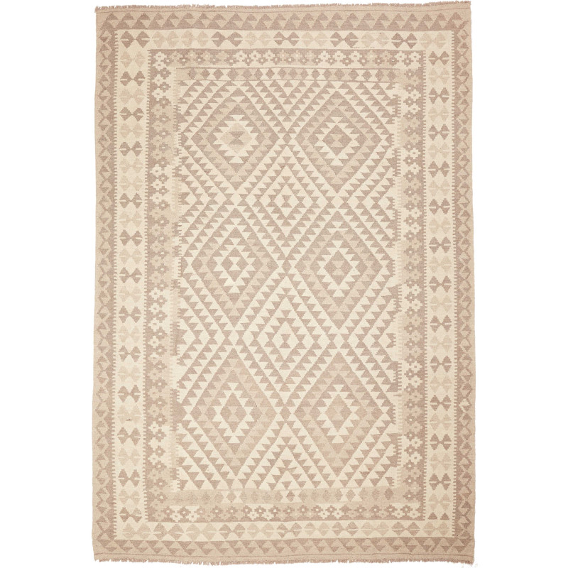Tappeto Kilim Afghanistan Geometrico Beige Sabbia 201x293 Cm