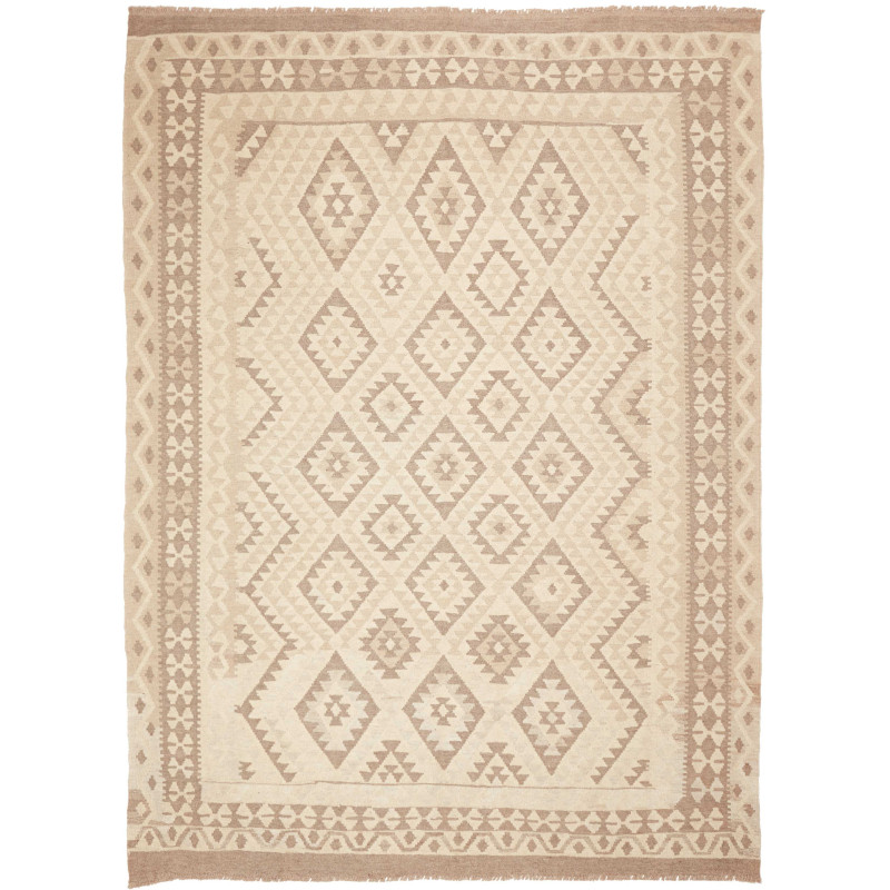 Tappeto Kilim Afghanistan Geometrico Panna Sabbia 213x289 Cm
