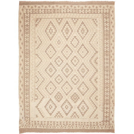 Tappeto Kilim Afghanistan Geometrico Panna Sabbia 213x289 Cm
