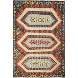 Tappeto Kilim Afghanistan Geometrico Marrone Policromo 202x3