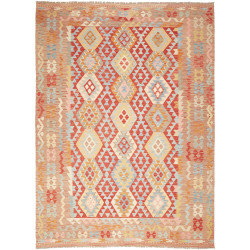Tappeto Kilim Afghanistan Astratto Rosso Beige 212x285 Cm