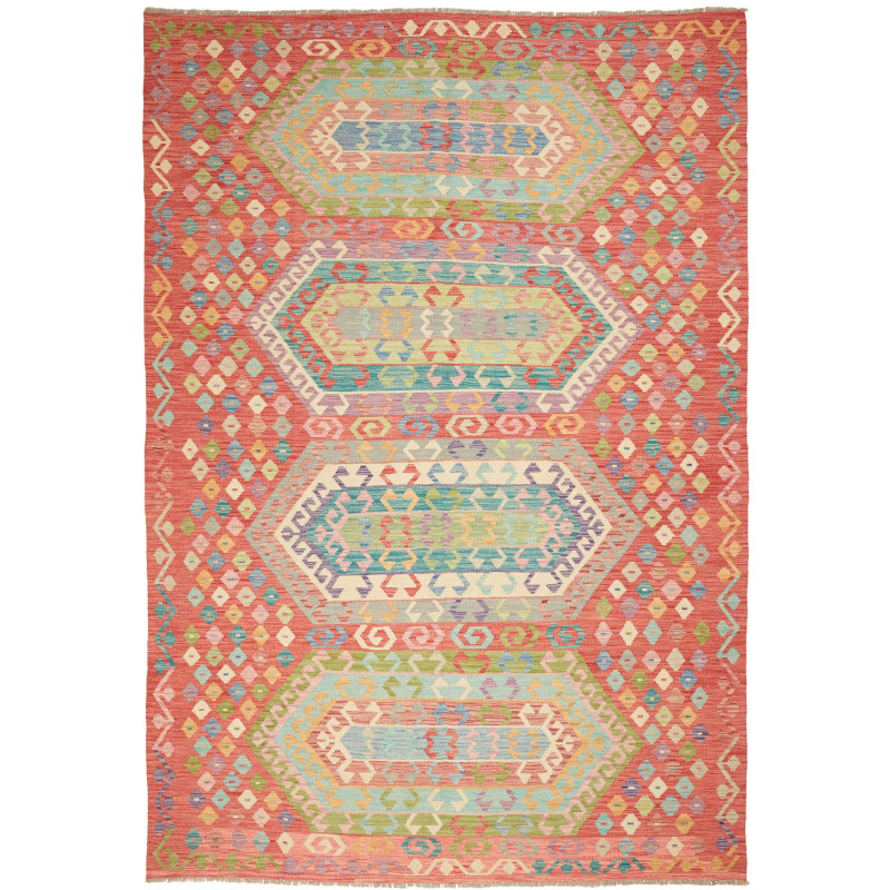 Tappeto Kilim Afghanistan Geometrico Terracotta Policromo 20