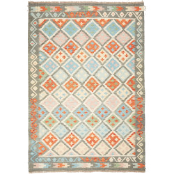 Tappeto Kilim Afghanistan Astratto Grigio Arancione 208x299