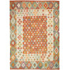 Tappeto Kilim Afghanistan Geometrico Arancio Azzurro 207x288