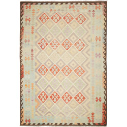 Tappeto Kilim Afghanistan Astratto Menta Beige 211x302 Cm