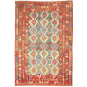 Tappeto Kilim Afghanistan Geometrico Arancio Turchese 203x30