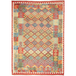 Tappeto Kilim Afghanistan Geometrico Multicolore Vivace 205x