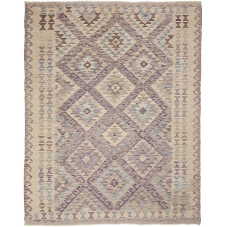 Tappeto Kilim Afghanistan Geometrico Beige Lilla 186x239 Cm