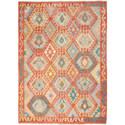 Tappeto Kilim Afghanistan Geometrico Arancio Turchese 174x23