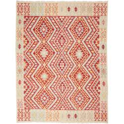 Tappeto Kilim Afghanistan Geometrico Rosso Azzurro 182x242 C