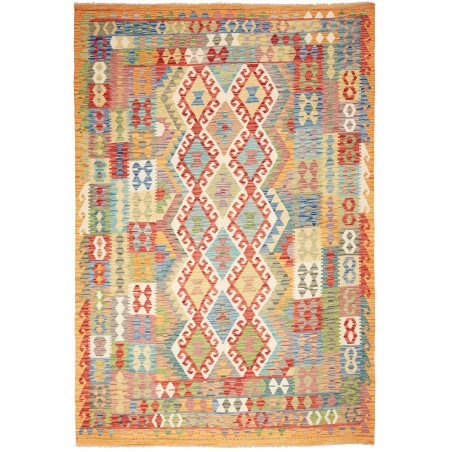 Tappeto Kilim Afghanistan Astratto Multicolore Brillante 200