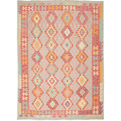 Tappeto Kilim Afghanistan Geometrico Azzurro Rosa 177x246 Cm