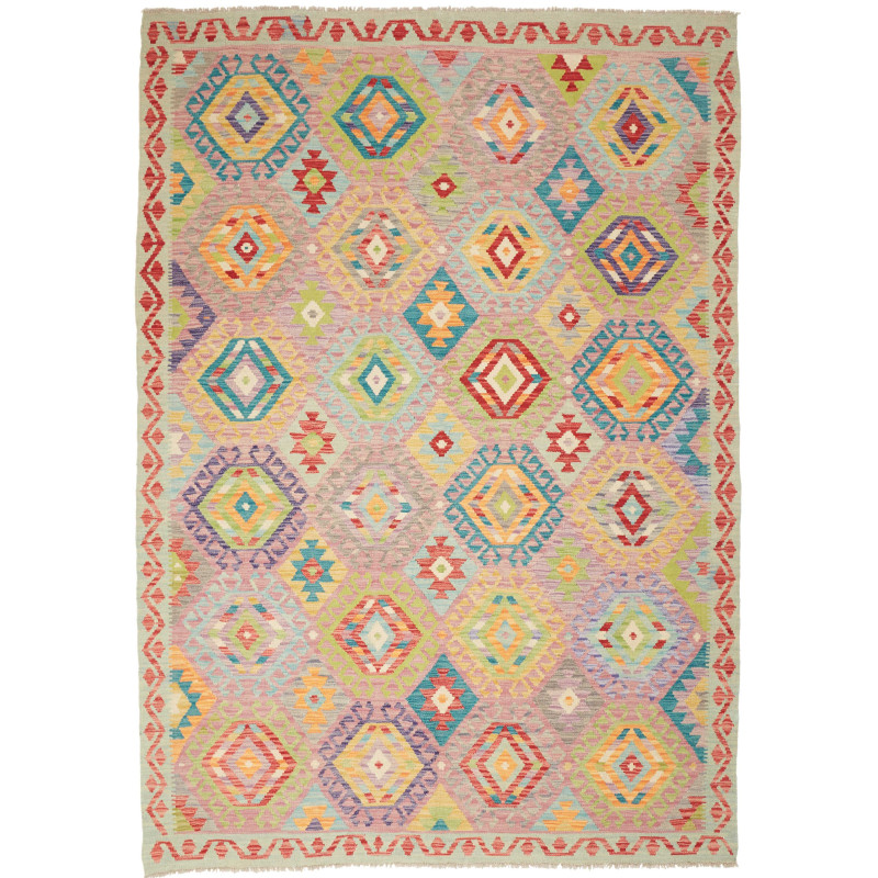 Tappeto Kilim Afghanistan Geometrico Vivace Multicolore 173x