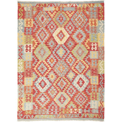 Tappeto Kilim Afghanistan Geometrico Rosso Azzurro 173x239 C