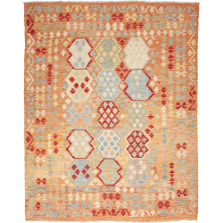 Tappeto Kilim Afghanistan Geometrico Arancione Azzurro 188x2