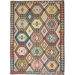 Tappeto Kilim Afghanistan Geometrico Multicolore Scuro 174x2