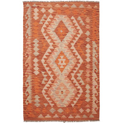 Tappeto Kilim Afghanistan Geometrico Arancio Crema 97x156 Cm