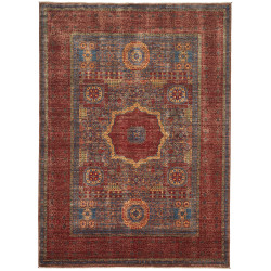 Tappeto Mamlouk Pakistan Medaglione Rosso Terracotta Blu Ard