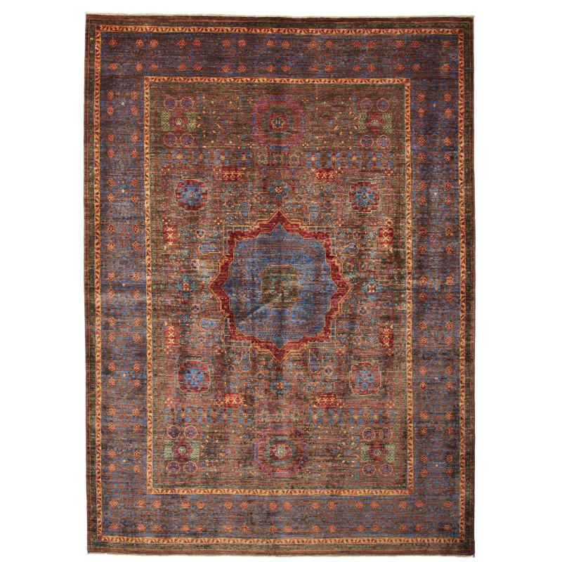 Tappeto Mamlouk Pakistan Medaglione Blu Indaco Marrone 175x2