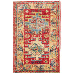 Tappeto Kazak Fine Pakistan Astratto Rosso Azzurro 63x97 Cm