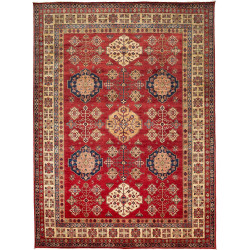 Tappeto Kazak Fine Pakistan Astratto Rosso Beige 293x398 Cm