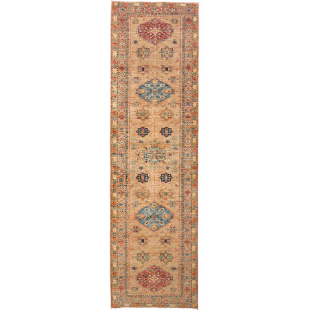 Tappeto Kazak Fine Pakistan Astratto Beige Rosso 83x296 Cm