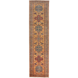 Tappeto Kazak Fine Pakistan Astratto Ocra Blu 78x306 Cm
